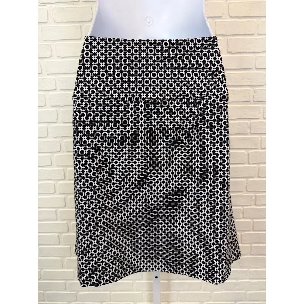 Geometric Print Skort Black White A-Line XL